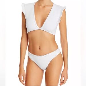 Shoshanna white ribbed textured bikini bottom size XS new
